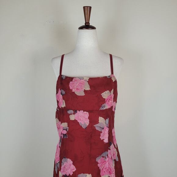 Vintage Necessary Objects Dress Medium Red Floral Fairy Apron Coquette Hi-Lo Y2K - Picture 2 of 11